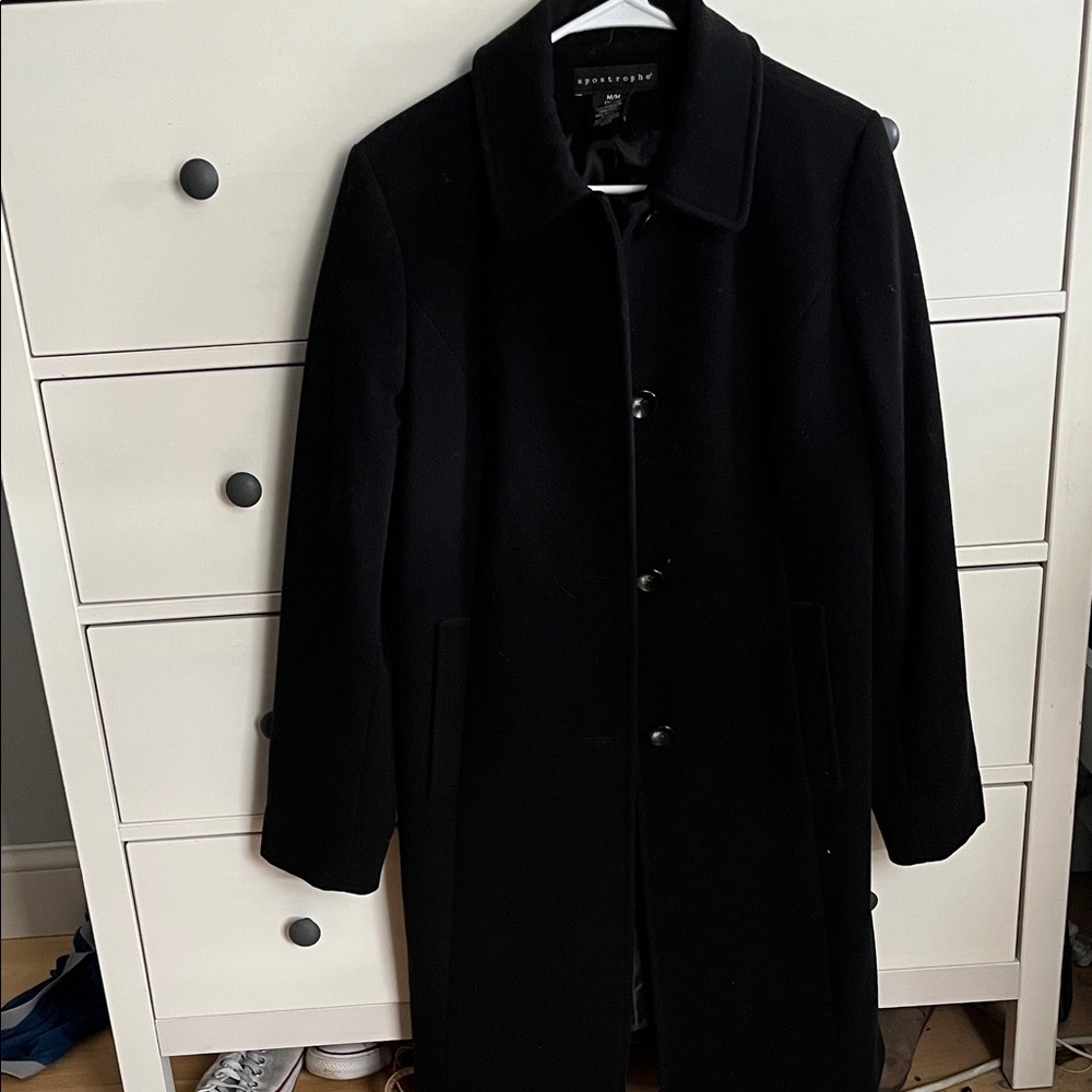 Apostrophe Men's Elegant Black Trench Coat
